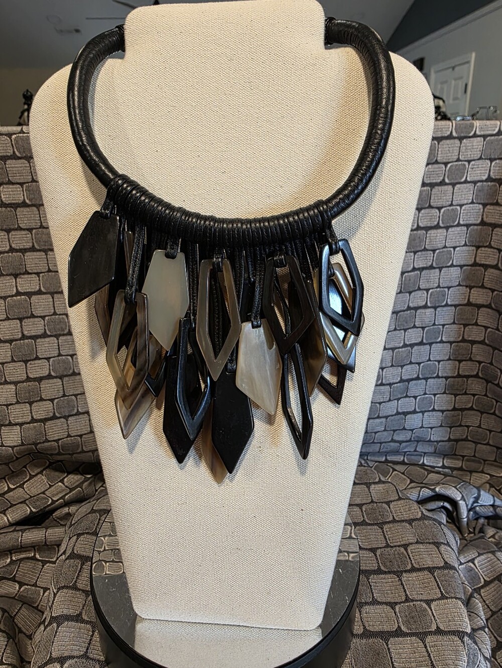 Lucite and Leather Statement Choker Necklace
